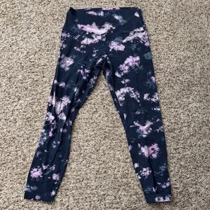 Lululemon Athletica Navy and Pink Tie-Dye Leggings